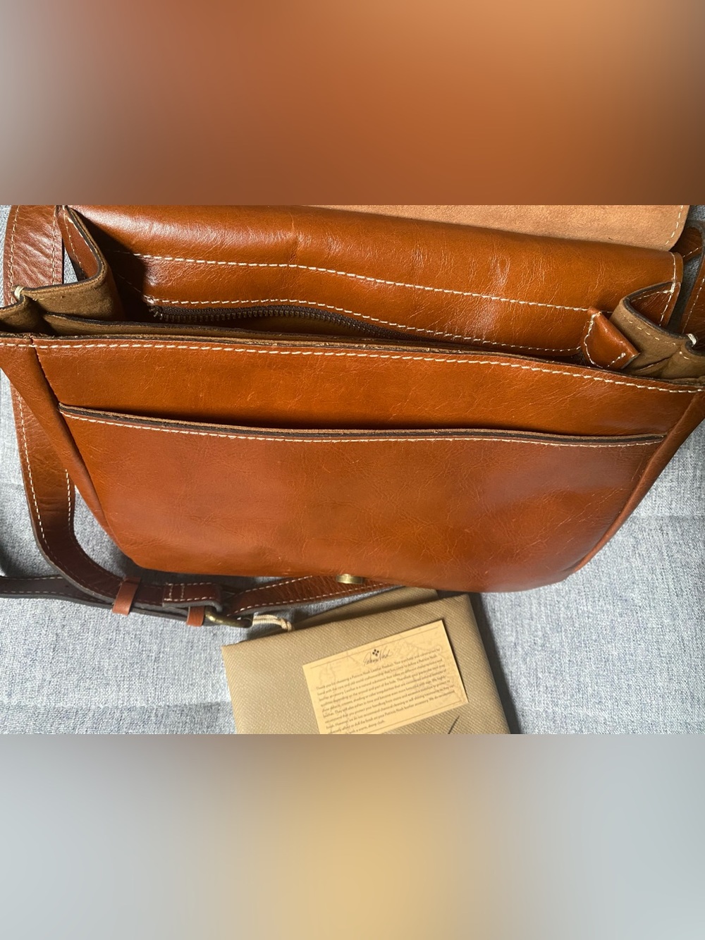 Patricia Nash Tan Luxury Designer Boho London Full-Grain Leather Saddle Bag - Picture 14 of 15
